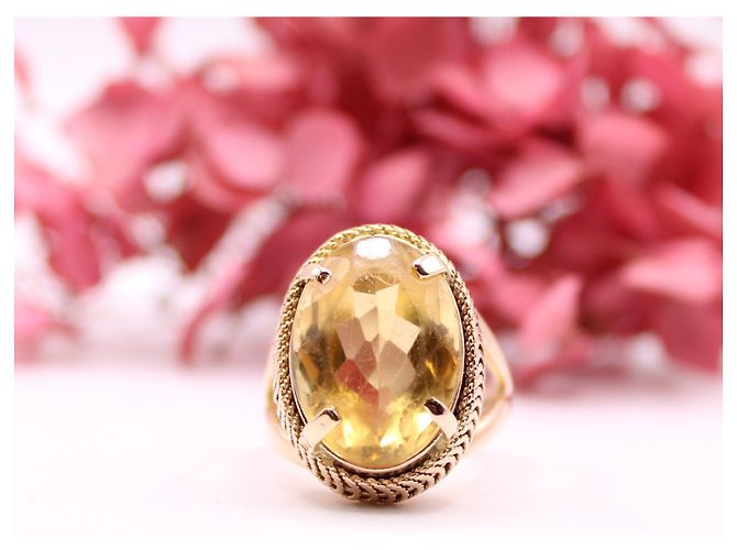 Autre Marque Anello con citrino ovale in oro giallo 750%O Arancione Gold hardware - vista 2