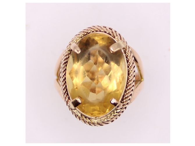 Autre Marque Anello con citrino ovale in oro giallo 750%O Arancione Gold hardware - vista 3
