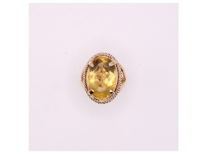 Autre Marque Anello con citrino ovale in oro giallo 750%O Arancione Gold hardware - vista 4