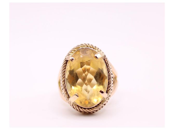 Autre Marque Anello con citrino ovale in oro giallo 750%O Arancione Gold hardware - vista 5