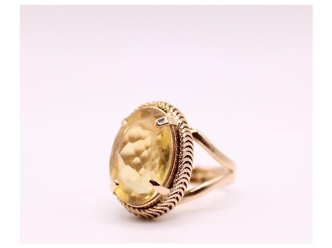 Autre Marque Anello con citrino ovale in oro giallo 750%O Arancione Gold hardware - vista 6