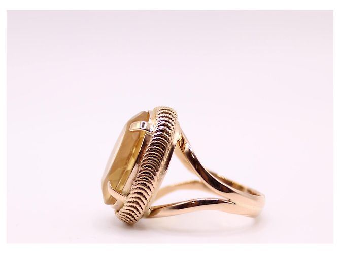 Autre Marque Anello con citrino ovale in oro giallo 750%O Arancione Gold hardware - vista 7
