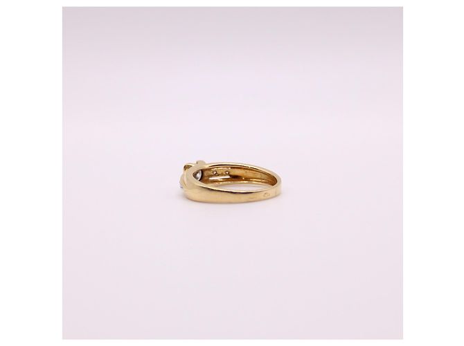 Autre Marque Anello con diamante centrale e diamanti corpo in oro giallo 750%O Gold hardware - vista 4