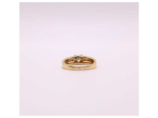 Autre Marque Anello con diamante centrale e diamanti corpo in oro giallo 750%O Gold hardware - vista 5