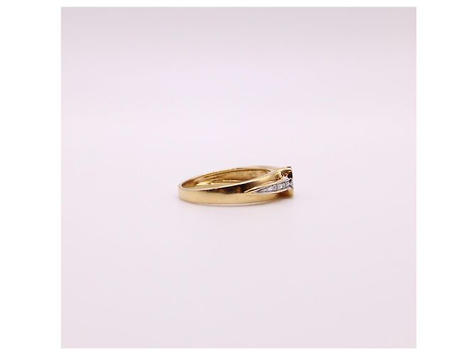 Autre Marque Anello con diamante centrale e diamanti corpo in oro giallo 750%O Gold hardware - vista 6