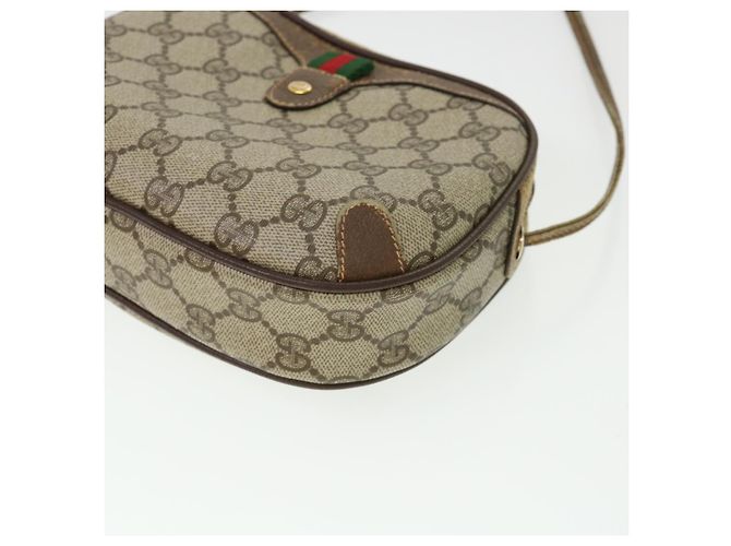 GUCCI Web Sherry Line GG Borsa a tracolla in tela PVC Pelle Beige Verde Auth rd4502 Rosso - vista 14