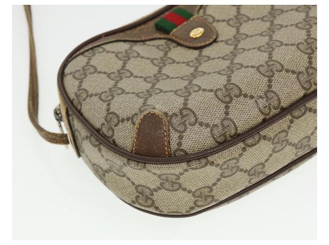 GUCCI Web Sherry Line GG Borsa a tracolla in tela PVC Pelle Beige Verde Auth rd4502 Rosso - vista 15
