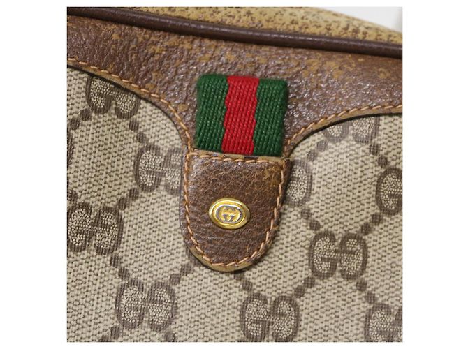 GUCCI Web Sherry Line GG Borsa a tracolla in tela PVC Pelle Beige Verde Auth rd4502 Rosso - vista 18
