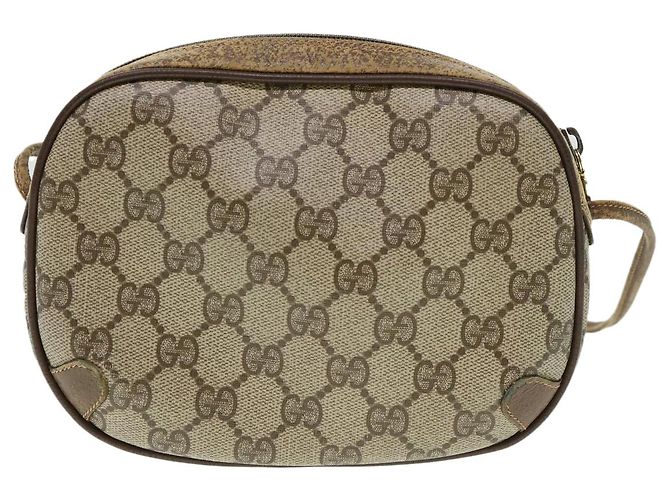 GUCCI Web Sherry Line GG Borsa a tracolla in tela PVC Pelle Beige Verde Auth rd4502 Rosso - vista 2