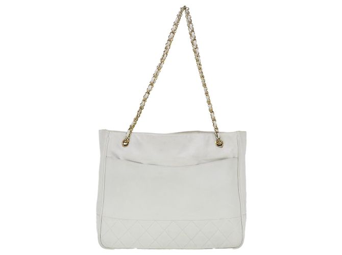 CHANEL Chain Shoulder Bag Lammleder Weiß CC Auth yk6254 - Ansicht 13