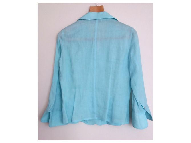 Chemisier Gerard Darel en lin bleu Taille L - vue 2
