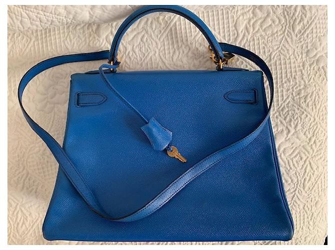 Borsa a mano Hermès Kelly in pelle azzurra Blu chiaro - vista 2