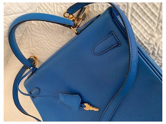 Borsa a mano Hermès Kelly in pelle azzurra Blu chiaro - vista 4