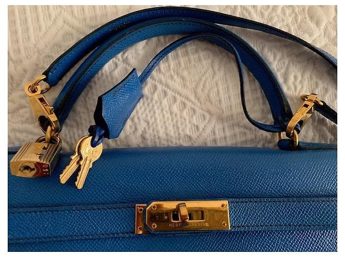 Borsa a mano Hermès Kelly in pelle azzurra Blu chiaro - vista 5