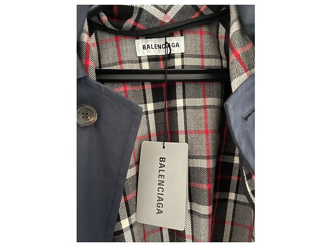 Gabardina Balenciaga Azul Marino Algodón - vista 3
