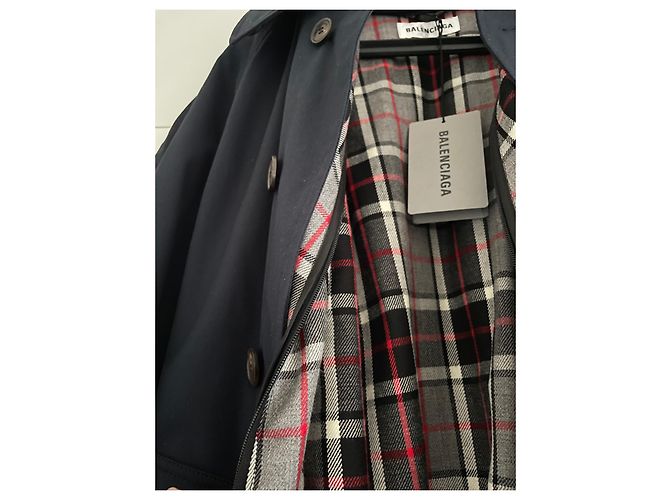 Gabardina Balenciaga Azul Marino Algodón - vista 4