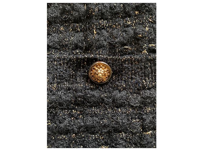 Falda midi Chanel negra de lana con bordado dorado Métiers d'Art - vista 2