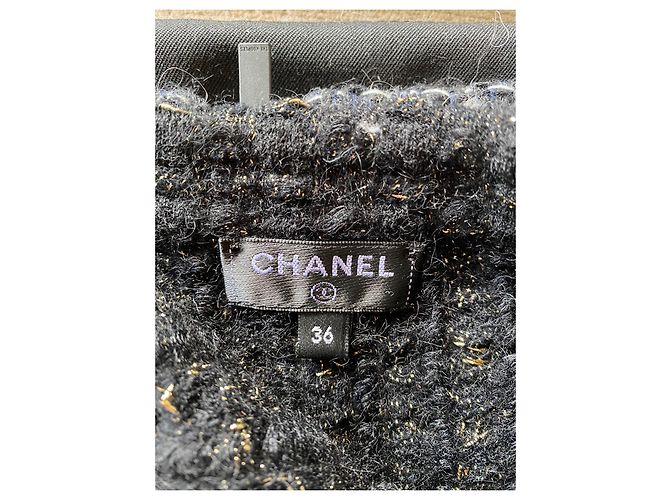 Falda midi Chanel negra de lana con bordado dorado Métiers d'Art - vista 3
