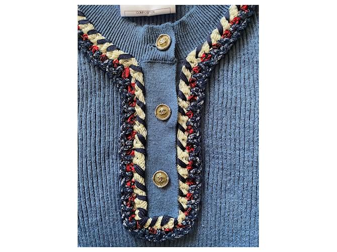 Chanel Leinenpullover Jeansblau Métiers d'Art - Ansicht 2