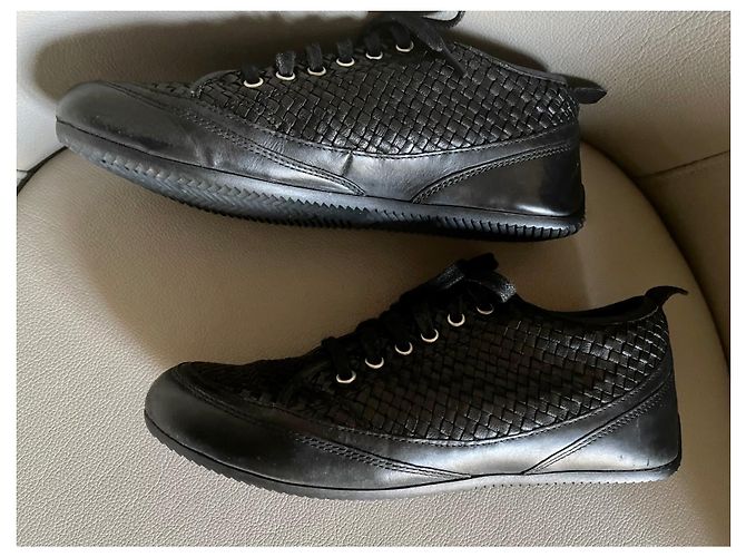 Autre Marque Dragon T schwarze Turnschuhe oder Korb aus geflochtenem Leder.38 - Ansicht 15