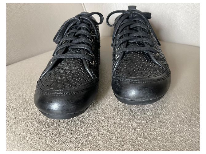 Autre Marque Dragon T schwarze Turnschuhe oder Korb aus geflochtenem Leder.38 - Ansicht 16
