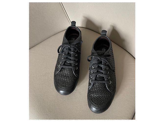 Autre Marque Dragon T schwarze Turnschuhe oder Korb aus geflochtenem Leder.38 - Ansicht 2