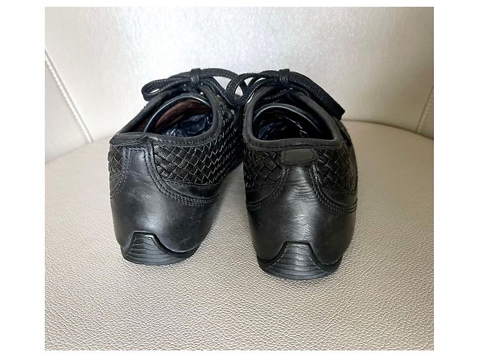 Autre Marque Dragon T schwarze Turnschuhe oder Korb aus geflochtenem Leder.38 - Ansicht 6