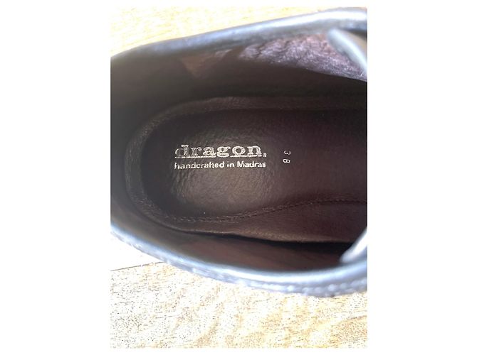 Autre Marque Dragon T schwarze Turnschuhe oder Korb aus geflochtenem Leder.38 - Ansicht 8