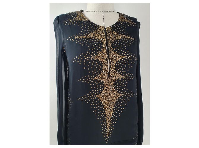 Antik Batik Kleid schwarz aus Viskose M - Ansicht 2