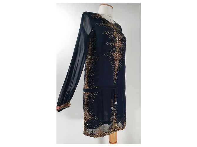 Antik Batik Kleid schwarz aus Viskose M - Ansicht 3