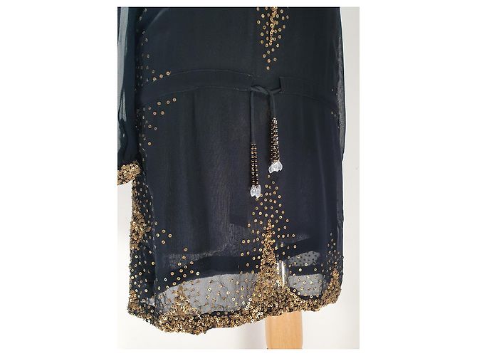 Antik Batik Kleid schwarz aus Viskose M - Ansicht 4