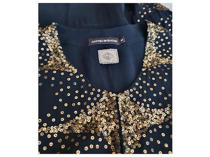 Antik Batik Kleid schwarz aus Viskose M - Ansicht 6