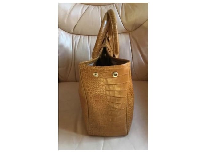 Longchamp Roseau Borsa a mano in pelle color cammello Caramello - vista 3