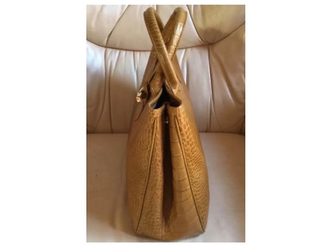 Longchamp Roseau Borsa a mano in pelle color cammello Caramello - vista 4