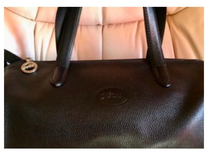 Longchamp Borsa Polochon in pelle nera Nero - vista 2