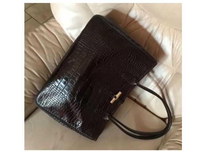 Longchamp Roseau Ledertasche Dunkelbraun - Ansicht 4