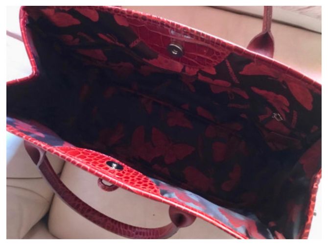 Longchamp Roseau Handtasche Rot Krokoleder - Ansicht 3
