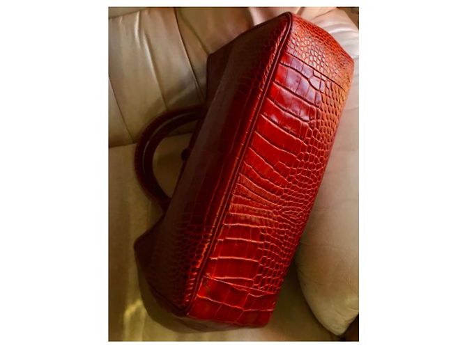 Longchamp Roseau Handtasche Rot Krokoleder - Ansicht 5