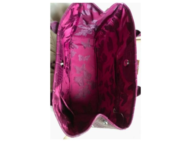 Longchamp Roseau Borsa Tote in Pelle Croco Viola Porpora - vista 6