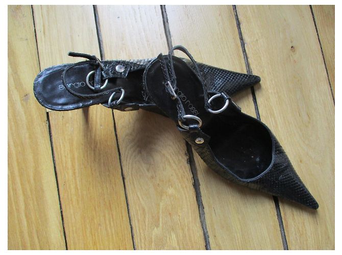 Sergio Rossi Slingback de lagarto preto, IT 36. - vista 2