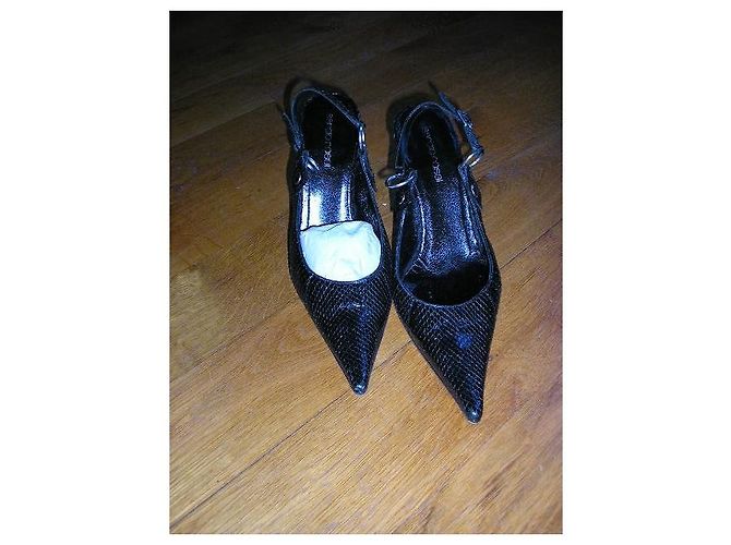 Sergio Rossi Slingback de lagarto preto, IT 36. - vista 3