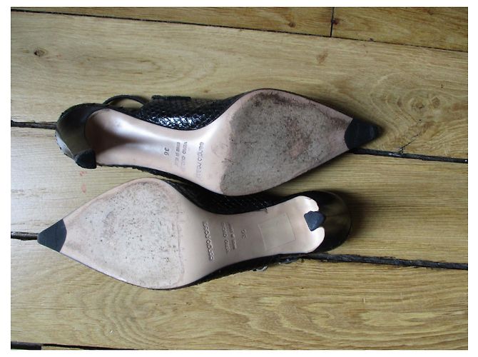 Sergio Rossi Slingback de lagarto preto, IT 36. - vista 4