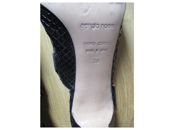Sergio Rossi Slingback de lagarto preto, IT 36. - vista 5