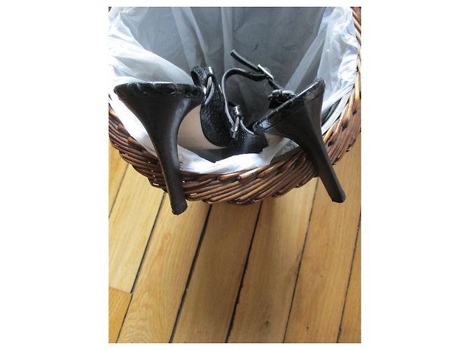 Sergio Rossi Slingback de lagarto preto, IT 36. - vista 6