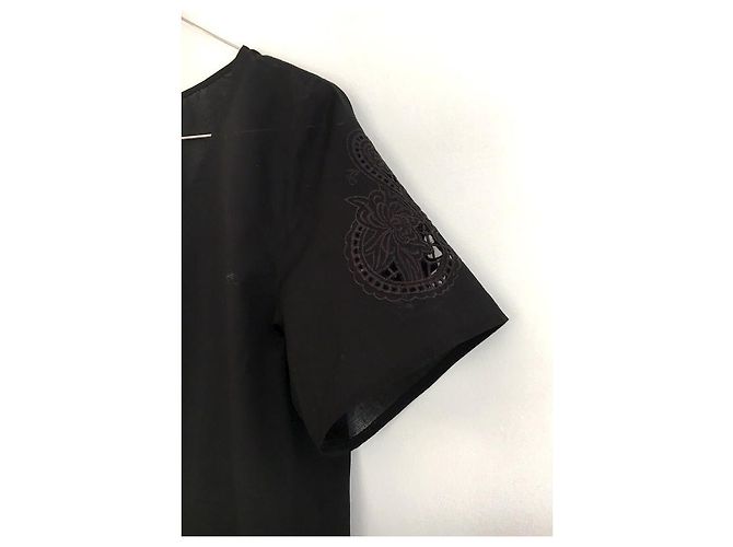 Blusa de voile de algodón bordada negra The Kooples Negro - vista 2