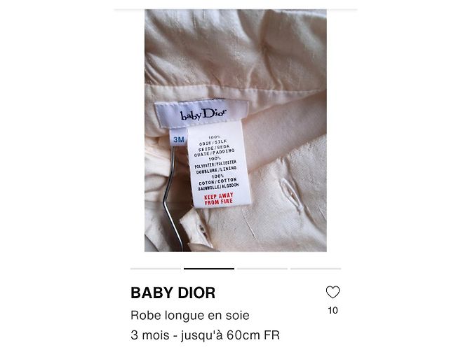 Baby Dior Langes, gefüttertes Seidenkleid in Goldbeige - Ansicht 3