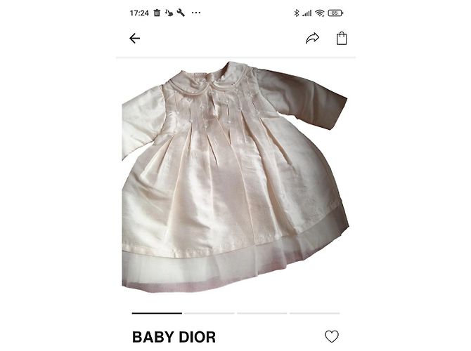 Baby Dior Langes, gefüttertes Seidenkleid in Goldbeige - Ansicht 4