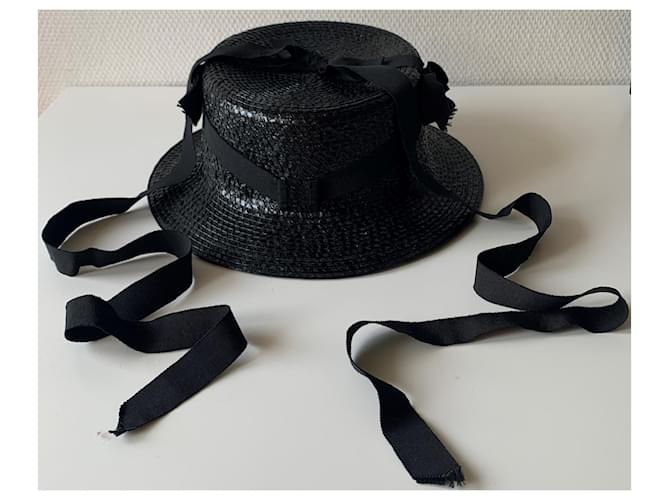 Cappello Chanel nero in cotone e viscosa con fiocchi - vista 2