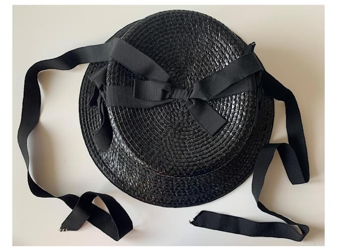 Cappello Chanel nero in cotone e viscosa con fiocchi - vista 3