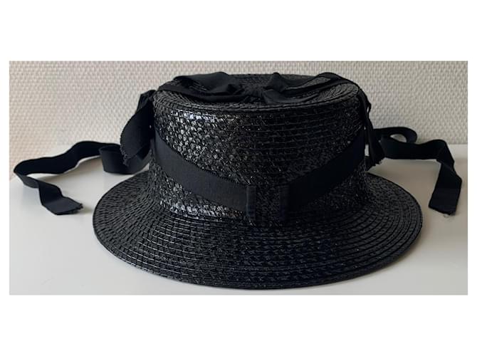 Cappello Chanel nero in cotone e viscosa con fiocchi - vista 4